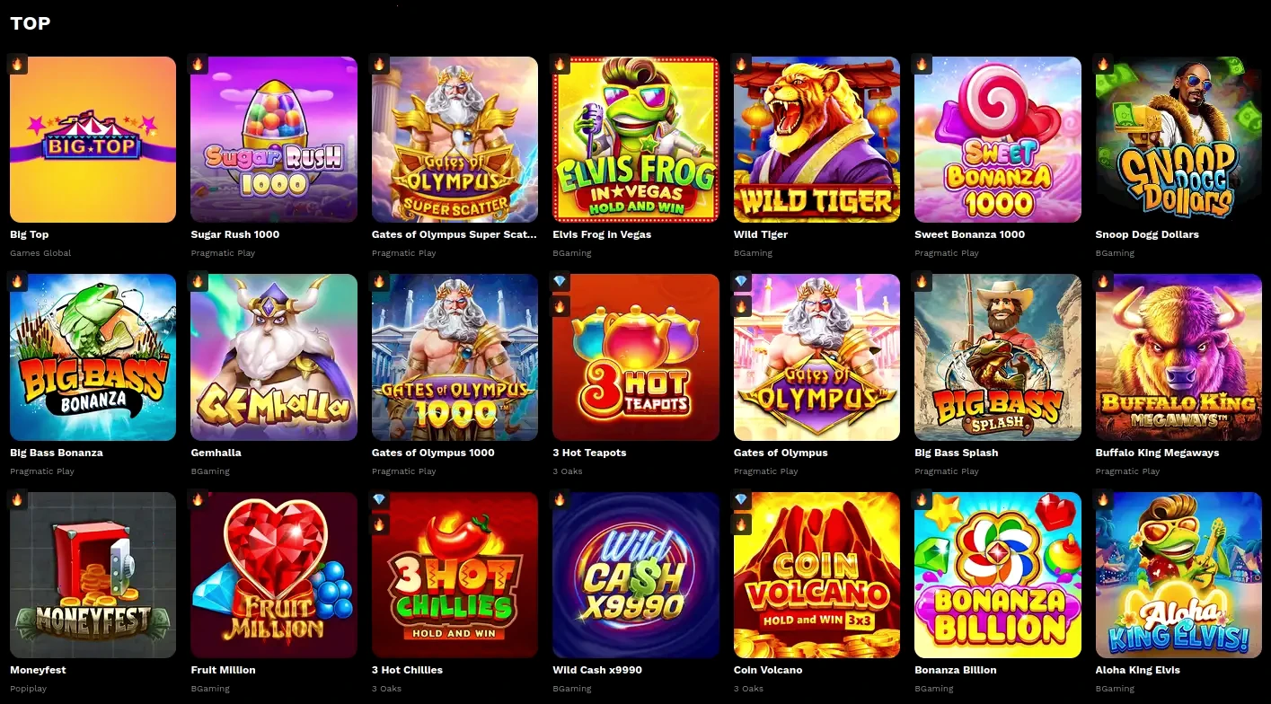 Aperçu de l'interface Million Casino en 2026